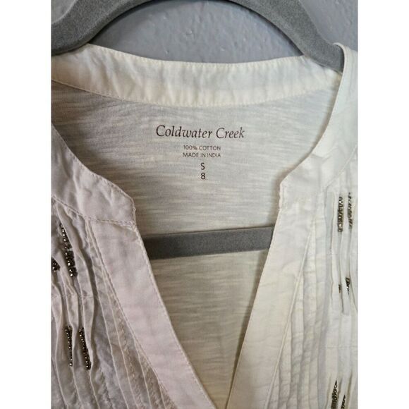 Coldwater Creek Women's NWT Cotton Trellis Pintuck Top Size Small - Picture 6 of 6